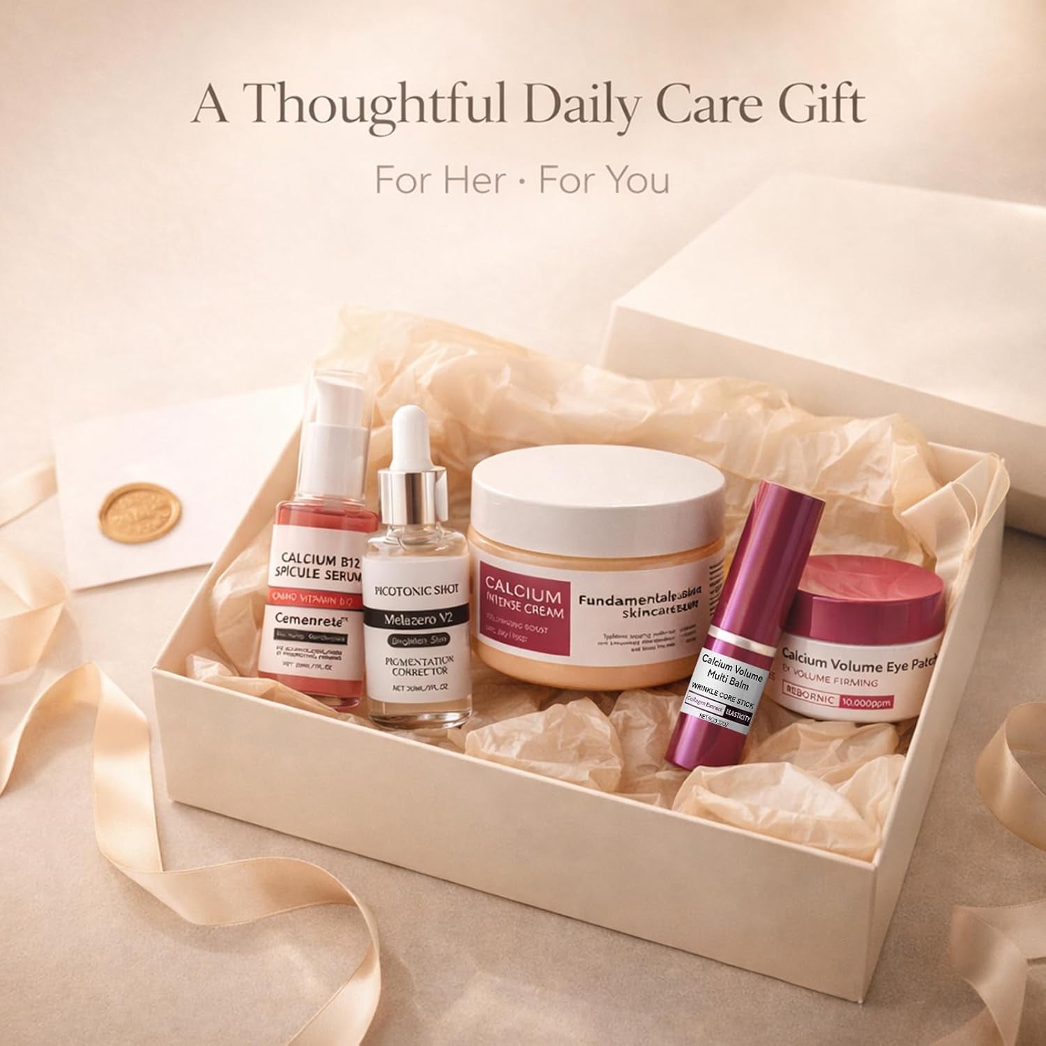 Calcium Daily Care Skin Set with Calcium Multi Balm Stick – Gentle Firming & Moisture Routine for Smooth, Comfortable-Looking Skin, Daily Use Skincare Collection, Travel-Friendly